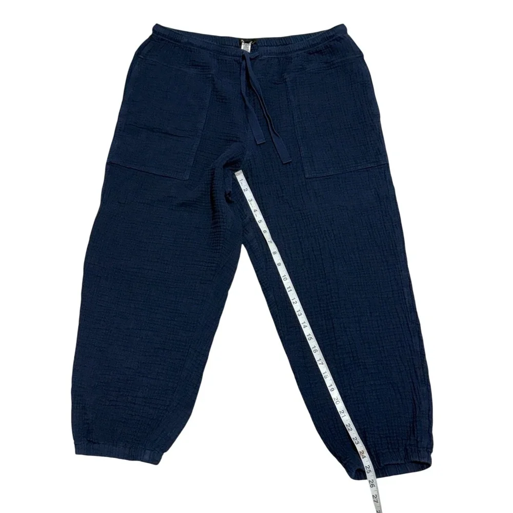 Madewell Lightspun Pull-On Mid-Rise Jogger Pants XL Navy Cotton Gauze  Lounge - Picture 9 of 12